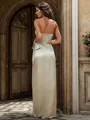 Sheath/Column Strapless Bow Floor-Length Silk Like Satin Corset Bridesmaid Dress