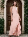 A-line/Princess Halter Floor-Length Stretch Crepe Bridesmaid Dress