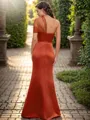 Sheath/Column One-Shoulder Pleated Floor-Length Satin Bridesmaid Dress