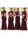 Sheath/Column Square Sweep Train Stretch Crepe Bridesmaid Dresses