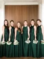 A-line/Princess Scoop Floor-Length Satin Bridesmaid Dresses