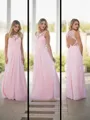 A-line/Princess Scoop Floor-Length Chiffon Bridesmaid Dresses