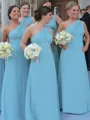 Sheath/Column One-Shoulder Floor-Length Chiffon Bridesmaid Dresses With Ruffles