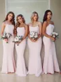 Sheath/Column Strapless Floor-Length Stretch Crepe Bridesmaid Dresses