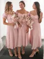 A-Line/Princess Sweetheart Tea-Length Chiffon Bridesmaid Dresses With Ruffles