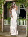 Sheath/Column Spaghetti Straps Floor-Length Silk like Satin Bridesmaid Dresses With Leg Slit