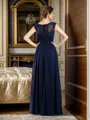 A-Line/Princess Scoop Floor-Length Chiffon Prom Dress With Beading