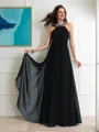 A-Line/Princess Halter Floor-Length Chiffon Prom Dress With Beading