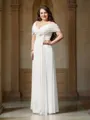 A-Line/Princess Off-the-Shoulder Floor-Length Chiffon Prom Dress With Ruffles