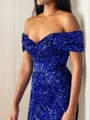 Trumpet/Mermaid Off-the-Shoulder Sweep Train Velvet Sequins Prom Dress