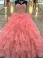 Ball Gown Sweetheart Floor-Length Organza Prom Dress With Beading