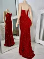 Sheath Sweetheart Sweep Train Velvet Sequins Porm Dress