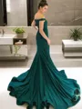 Trumpet/Mermaid Off-the-Shoulder Sweep Train Sequins Prom Dress With Ruffles