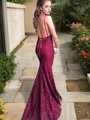 Trumpet/Mermaid V-neck Sweep Train Lace Prom Dress