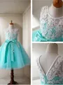 Ball Gown Scoop Knee-Length Tulle Flower Girl Dresses With Belt/Sash