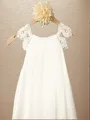 A-Line/Princess Scoop Tea-Length Chiffon Flower Girl Dresses With Lace
