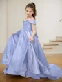 Ball Gown Off-the-Shoulder Court Train Flower Girl Dresses With Bow