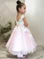 Ball Gown Scoop Ankle-Length Tulle Flower Girl Dresses With Appliques Lace