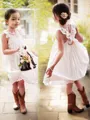 A-Line/Princess Square Knee-Length Chiffon Flower Girl Dresses With Stretch Crepe