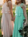 Empire Spaghetti Straps Floor-Length Chiffon Flower Girl Dresses With Belt/Sash