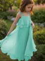 Empire Spaghetti Straps Floor-Length Chiffon Flower Girl Dresses With Belt/Sash