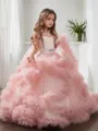 Ball Gown Jewel Floor-Length Tulle Flower Girl Dresses With Rhinestone