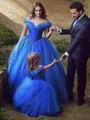 Ball Gown Off-the-Shoulder Floor-Length Tulle Flower Girl Dresses With Rhinestone
