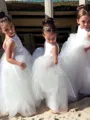 Ball Gown Jewel Floor-Length Tulle Flower Girl Dresses