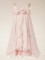 A-Line/Princess Straps Tea-Length Chiffon Flower Girl Dresses With Flower