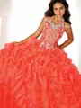 Ball Gown Halter Floor-Length Organza Flower Girl Dresses With Beading