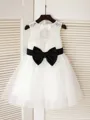 A-Line/Princess Scoop Tea-Length Tulle Flower Girl Dresses With Belt/Sash