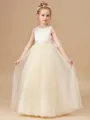 A-Line/Princess Scoop Floor-Length Tulle Flower Girl Dresses With Belt/Sash