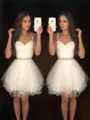 A-Line/Princess Sweetheart Short/Mini Tulle Homecoming Dress With Beading