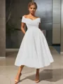  A-line/princess Off-the-Shoulder Tea-length Organza Homecoming Dress 
