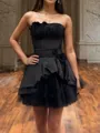 A-line Straight Flower Short/Mini Silk Like Satin Corset Homecoming Dress