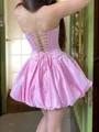 A-line Straight Short/Mini Silk Like Satin Corset Homecoming Dress