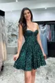 A-line Velvet Sequins Sweetheart Sleeveless Short/Mini Homecoming Dress