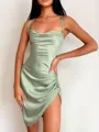 Sheath/Column Spaghetti Straps Short/Mini Charmeuse Homecoming Dress