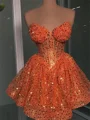 A-line Sweetheart Sequin Short/Mini Corset Homecoming Dress