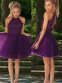 A-Line/Princess Halter Short/Mini Tulle Homecoming Dress With Beading