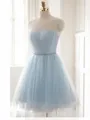 A-Line/Princess Scoop Short/Mini Tulle Homecoming Dress With Beading
