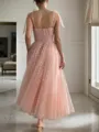 A-Line/Princess Spaghetti Straps Ankle-Length Homecoming Dress