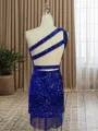 Sheath/Column One-Shoulder Short/Mini Velvet Sequins Homecoming Dress