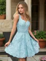 A-Line/Princess V-neck Short/Mini Lace Homecoming Dress