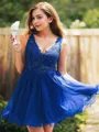 A-Line/Princess V-neck Short/Mini Tulle Homecoming Dress