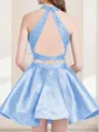 A-Line/Princess Halter Short/Mini Satin Homecoming Dress