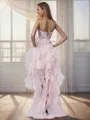 A-line Strapless Bow Asymmetrical Organza Homecoming Dress