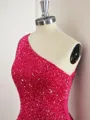 Sheath One-Shoulder Sequin Short/Mini Velvet Sequins Homecoming Dress