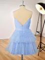 A-line Tulle Spaghetti Straps Ruffles Short/Mini Homecoming Dress