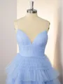 A-line Tulle Spaghetti Straps Ruffles Short/Mini Homecoming Dress